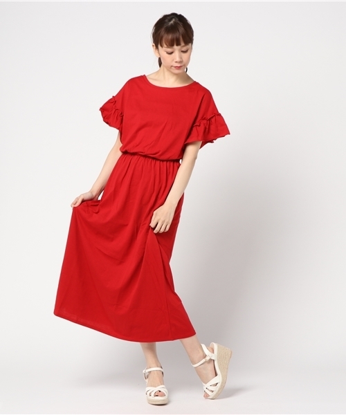 WEGO（ウィゴー）の「WEGO/2WAYフリルマキシワンピース（ワンピース・レディース・ブラック/グリーン/レッド/ワイン・FREE）」の13枚目の写真