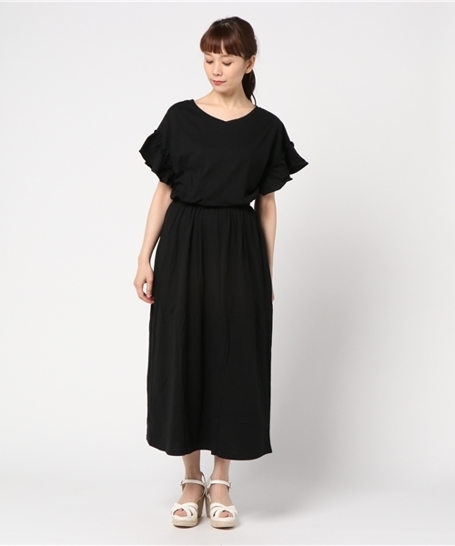 WEGO（ウィゴー）の「WEGO/2WAYフリルマキシワンピース（ワンピース・レディース・ブラック/グリーン/レッド/ワイン・FREE）」の5枚目の写真