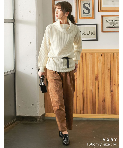 Re:EDIT(リエディ)の「ざっくりルーズタートルネックニットワンピース(ワンピース・レディース・ブラック/ベージュ/パープル/ネイビー/ブラウン/グレー/レッド/アイボリー/ボルドー/マルチ/マスタード/ホワイト系その他/ブラック系その他/ブルー系その他/ピンクベージュ/ブルーグリーン/プラム/キャメル・MEDIUM/LARGE/X-LARGE)」の21枚目の写真