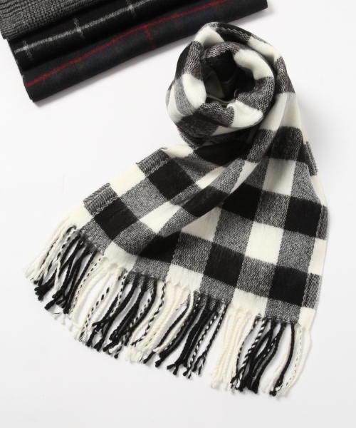 RAGEBLUE(レイジブルー)の「チェックマフラー/771925(マフラー・メンズ・ホワイト/ブラック/ネイビー/レッド/グリーン/ダークグレー・FREE)」の2枚目の写真