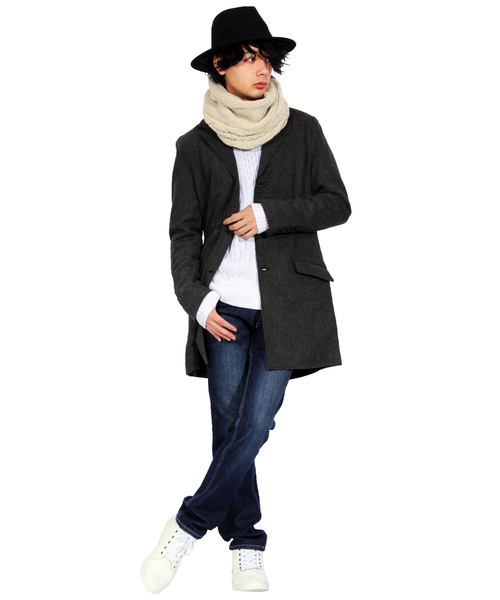 ８(eight)（エイト）の「ケーブルニット スヌード ネックウォーマー（ストール/ショール・メンズ・ブラック/ベージュ/グレー・FREE）」の7枚目の写真