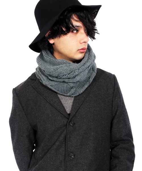 ８(eight)（エイト）の「ケーブルニット スヌード ネックウォーマー（ストール/ショール・メンズ・ブラック/ベージュ/グレー・FREE）」の12枚目の写真