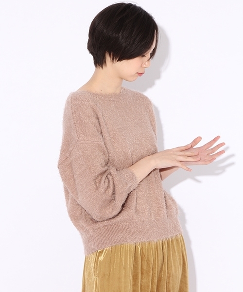 niko and...（ニコアンド）の「オリジナルフェザーヤーンプルオーバーニット（ニット/セーター・レディース・ピンク/グリーン/モカ/ネイビー・LARGE/MEDIUM）」の2枚目の写真