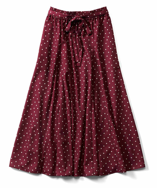 IEDIT（イディット）の「ＩＥＤＩＴ　ふわりと揺れるドットプリントロングスカート（スカート・レディース・ブラック/ワインレッド・SMALL/MEDIUM/LARGE/X-LARGE/XX-LARGE）」の10枚目の写真