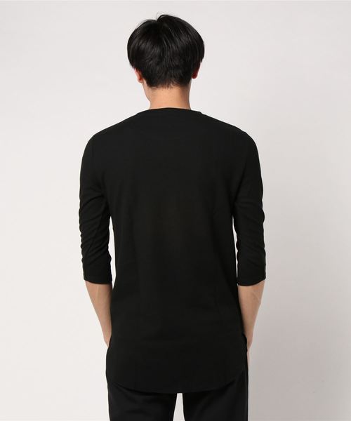 ロンT 7分袖 ワッフル ロング丈 クルーネック（Tシャツ/カットソー