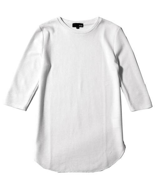 MinoriTY(マイノリティ)の「ロンT 7分袖 ワッフル ロング丈 クルーネック(Tシャツ/カットソー・メンズ・ブラック/ベージュ/カーキ/ピンク/オフホワイト/杢グレー/ネイビー・L/M/XL)」の10枚目の写真