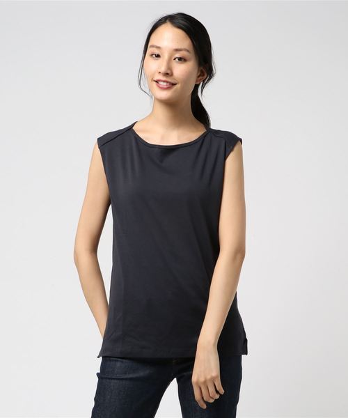 AMERICAN HOLIC(アメリカンホリック)の「・60新疆綿スムース 12col. 変形ボートネック★(Tシャツ/カットソー・レディース・チャコールグレー/レッド/モカ/ミント/ブルー/イエロー系その他2/オフホワイト/ブラック/ピンク/ネイビー/イエロー/ブルー系その他2・L/M)」の4枚目の写真