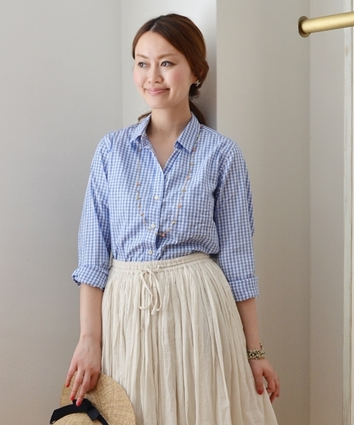 SHIPS for women（シップスフォーウィメン）の「スキッパーギンガムシャツ（シャツ/ブラウス・レディース・ブラック/ブルー・SMALL/MEDIUM）」の2枚目の写真