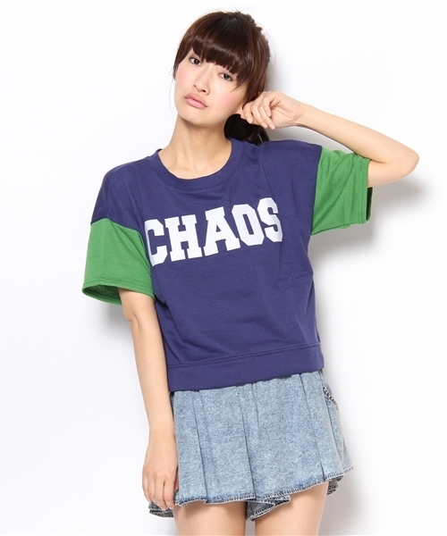 WEGO（ウィゴー）の「WEGO/アメカジプリント切替スウェット（5）（スウェット・レディース・ホワイト系その他/ネイビー/オフホワイト・FREE）」の3枚目の写真