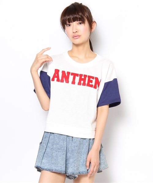 WEGO（ウィゴー）の「WEGO/アメカジプリント切替スウェット（5）（スウェット・レディース・ホワイト系その他/ネイビー/オフホワイト・FREE）」の2枚目の写真