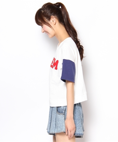 WEGO（ウィゴー）の「WEGO/アメカジプリント切替スウェット（5）（スウェット・レディース・ホワイト系その他/ネイビー/オフホワイト・FREE）」の5枚目の写真