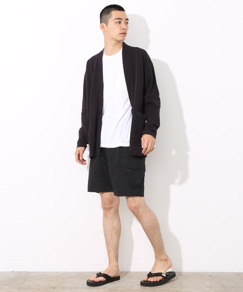ADAM ET ROPE'（アダムエロペ）の「【OJO+ × ADAM ET ROPE'】ペーパーヤーントッパーカーディガン（カーディガン/ボレロ・メンズ・ブラック/オレンジ/スミクロ・M/L）」の4枚目の写真