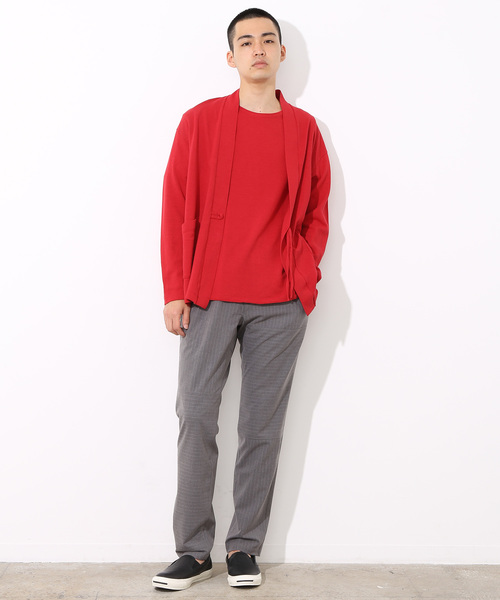 ADAM ET ROPE'（アダムエロペ）の「【OJO+ × ADAM ET ROPE'】ペーパーヤーントッパーカーディガン（カーディガン/ボレロ・メンズ・ブラック/オレンジ/スミクロ・M/L）」の6枚目の写真