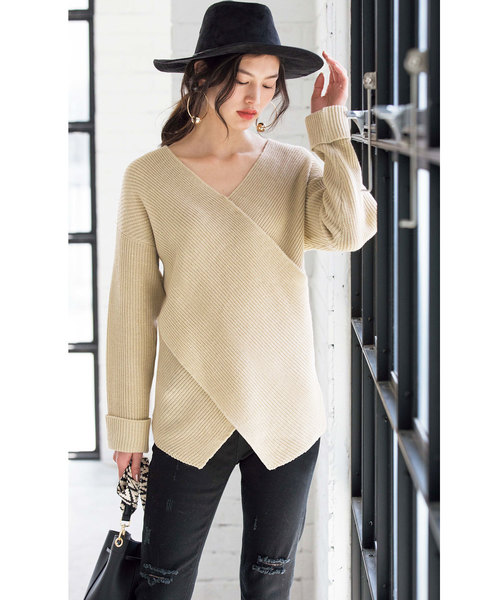 GeeRA(ジーラ)の「レイヤード風Vネックニット(ニット/セーター・レディース・ブラック/ベージュ/ワイン・SMALL/MEDIUM/X-LARGE/XX-LARGE/LARGE)」の3枚目の写真