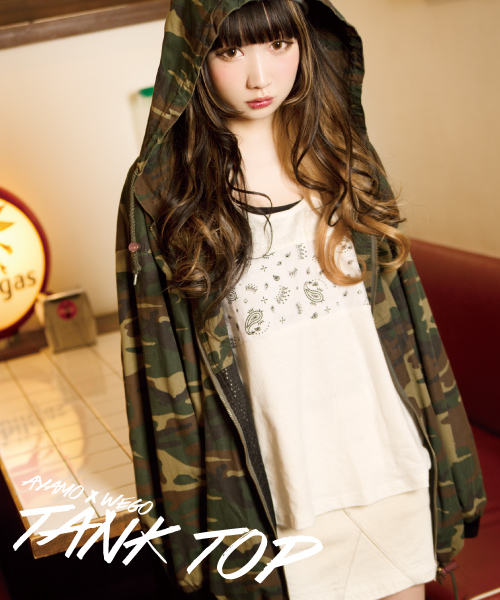 WEGO(ウィゴー)の「【WEGO×AYAMO】コラボタンクトップ(タンクトップ・レディース・ホワイト/ブラック・FREE)」の1枚目の写真