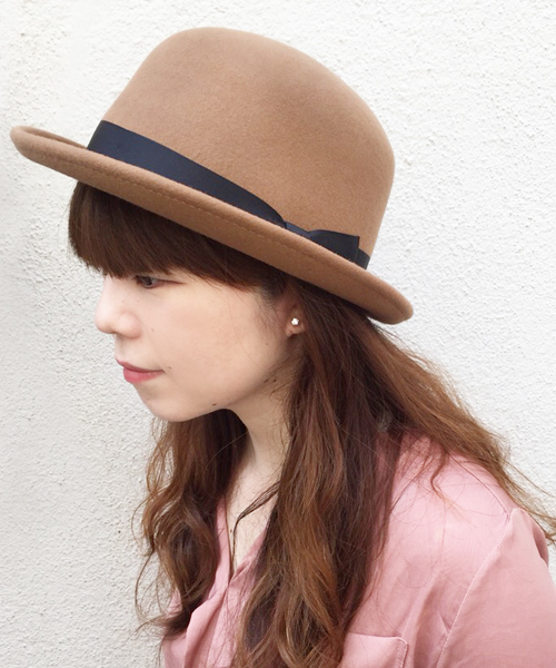 polcadot(ポルカドット)の「ベルト付きボーラー(ハット・レディース・ブラック/ベージュ/ネイビー/グレー/レッド・フリー)」の4枚目の写真