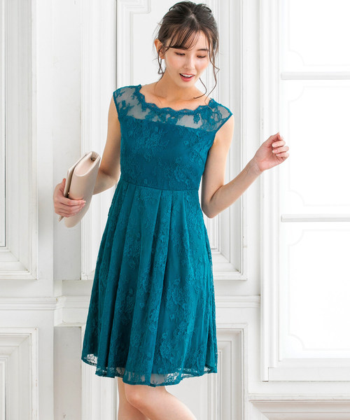 form forma（フォルムフォルマ）の「レースフレアワンピース（ドレス・レディース・ダークグリーン/ネイビー・9号）」の2枚目の写真