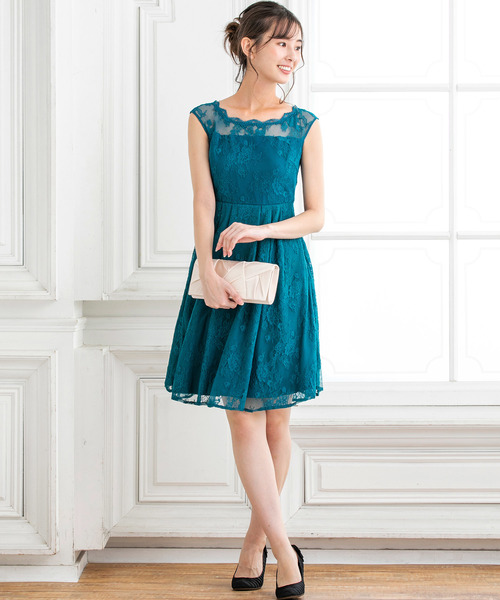form forma（フォルムフォルマ）の「レースフレアワンピース（ドレス・レディース・ダークグリーン/ネイビー・9号）」の3枚目の写真