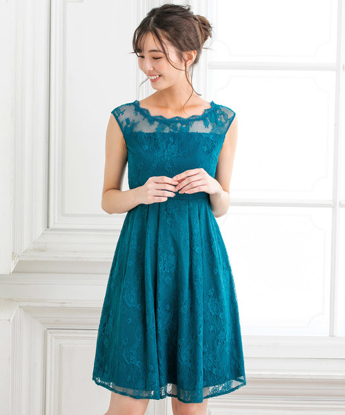 form forma（フォルムフォルマ）の「レースフレアワンピース（ドレス・レディース・ダークグリーン/ネイビー・9号）」の4枚目の写真