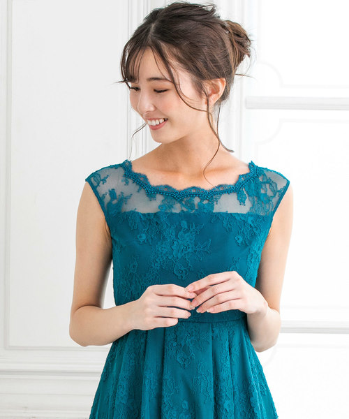 form forma（フォルムフォルマ）の「レースフレアワンピース（ドレス・レディース・ダークグリーン/ネイビー・9号）」の5枚目の写真