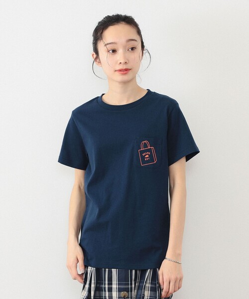 BEAMS BOY（ビームスボーイ）の「ショップバッグロゴ ポケットTシャツ（Tシャツ/カットソー・レディース・ホワイト/ネイビー・ONE SIZE/1/2）」の8枚目の写真