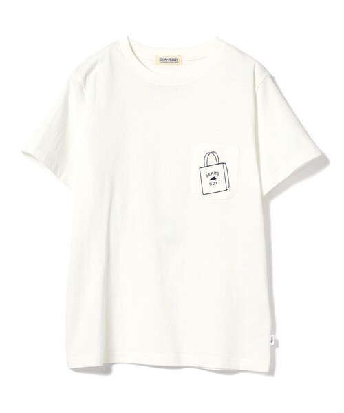 BEAMS BOY（ビームスボーイ）の「ショップバッグロゴ ポケットTシャツ（Tシャツ/カットソー・レディース・ホワイト/ネイビー・ONE SIZE/1/2）」の13枚目の写真