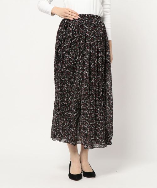 KOBE LETTUCE（コウベレタス）の「レオパード柄・花柄・無地テグスヘムシフォンマキシスカート（スカート・レディース・ホワイト/ベージュ/ブラック系その他/ベージュ系その他/イエロー系その他/ライラック/レモンイエロー/ブラック系その他2・FREE）」の2枚目の写真