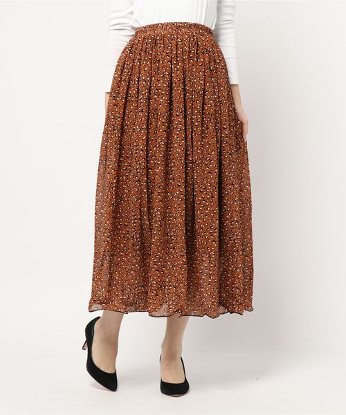 KOBE LETTUCE（コウベレタス）の「レオパード柄・花柄・無地テグスヘムシフォンマキシスカート（スカート・レディース・ホワイト/ベージュ/ブラック系その他/ベージュ系その他/イエロー系その他/ライラック/レモンイエロー/ブラック系その他2・FREE）」の7枚目の写真