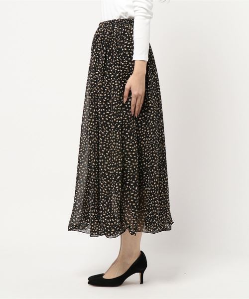 KOBE LETTUCE（コウベレタス）の「レオパード柄・花柄・無地テグスヘムシフォンマキシスカート（スカート・レディース・ホワイト/ベージュ/ブラック系その他/ベージュ系その他/イエロー系その他/ライラック/レモンイエロー/ブラック系その他2・FREE）」の9枚目の写真