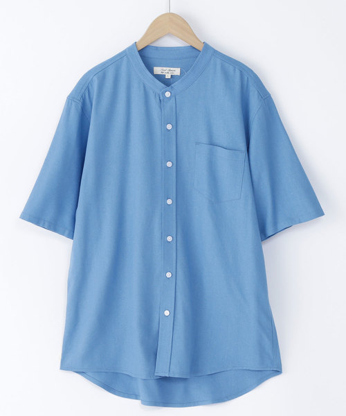 MONO-MART(モノマート)の「リネン×レーヨンブライトバンドカラーシャツ(1/2 sleeve)(シャツ/ブラウス・メンズ・ホワイト/ネイビー/ブラック/サックスブルー/ライトオリーブ/ブルー/ラベンダー/ワイン/グレー・M/XL/L)」の11枚目の写真