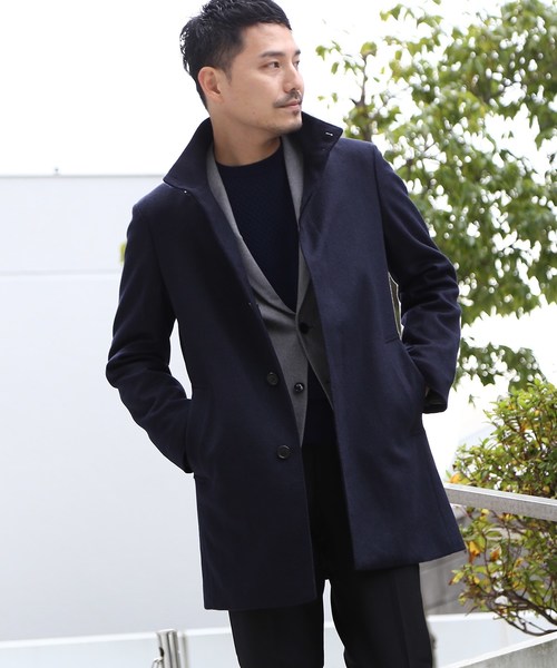 セール 結婚式 大きいサイズ カシミヤ混ウールスタンドカラーコート メンズ コート ビジネス 結婚式 カシミヤ その他アウター Takeo カシミヤ Takeo Kikuchi タケオキクチ のファッション