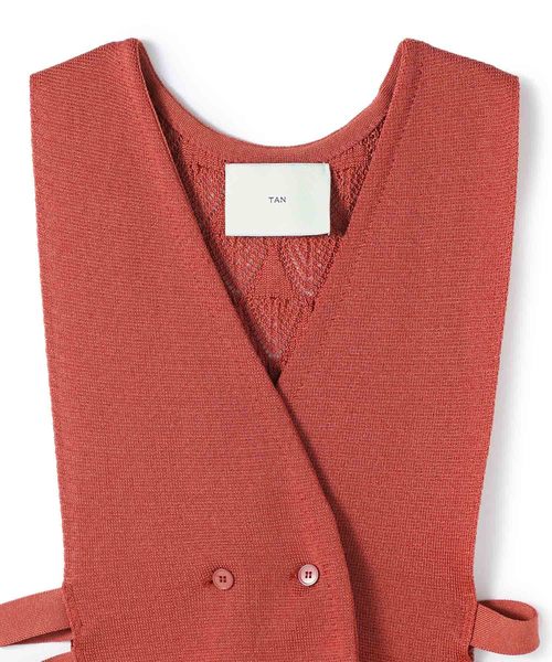 TAN(タン) ニットベスト TAN（タン）の「【TAN(タン)】レーシーベスト 19SS-10-A（ベスト