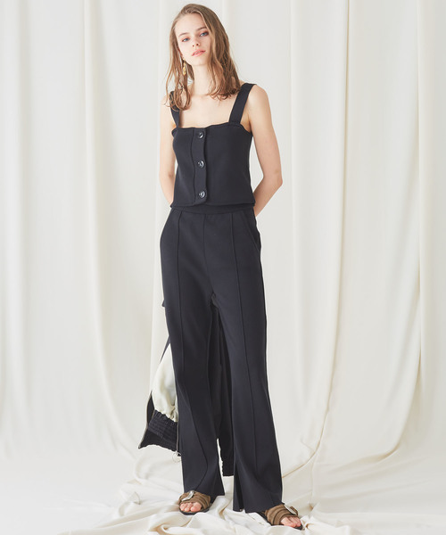 STUDIOUS（ステュディオス）の「【STUDIOUS】Ny/C ピンタック フレアニットパンツ（その他パンツ・レディース・ホワイト/ブラック/ライトグリーン・1/2）」の11枚目の写真