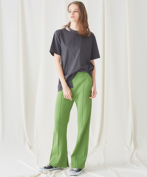 STUDIOUS（ステュディオス）の「【STUDIOUS】Ny/C ピンタック フレアニットパンツ（その他パンツ・レディース・ホワイト/ブラック/ライトグリーン・1/2）」の21枚目の写真