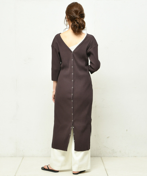 DouDou（ドゥドゥ）の「リブ2WAY7分袖ワンピース（ワンピース・レディース・ブラック/ブルー/カーキ/ブラウン/オフホワイト・FREE）」の17枚目の写真