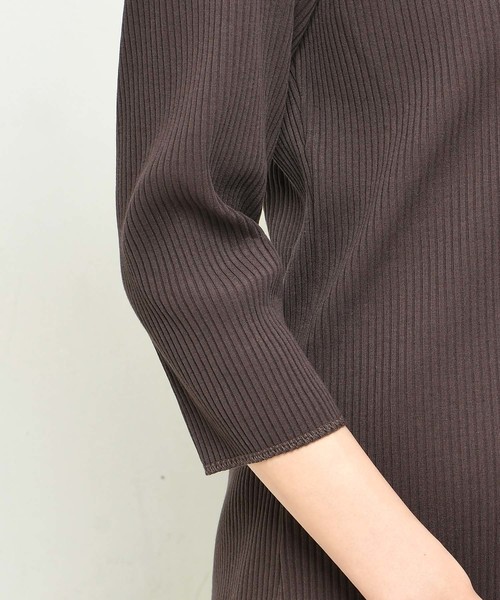 DouDou（ドゥドゥ）の「リブ2WAY7分袖ワンピース（ワンピース・レディース・ブラック/ブルー/カーキ/ブラウン/オフホワイト・FREE）」の8枚目の写真