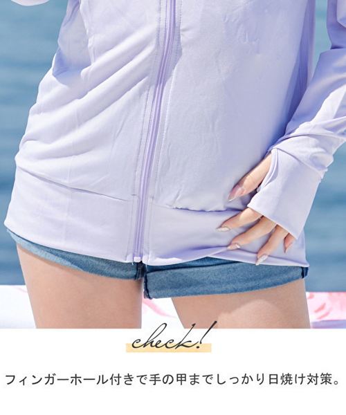 minius（ミニウス）の「レディースラッシュガード/ 長袖 / パーカー/ 水着 / UPF50+（ラッシュガード・レディース・ネイビー・M-L/L-XL）」の3枚目の写真