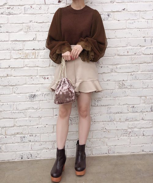 one after another NICE CLAUP（ワンアフターアナザーナイスクラップ）の「袖コンシャスバックリボンニット（ニット/セーター・レディース・ベージュ/ブラウン/オフホワイト/ブラック・FREE）」の13枚目の写真