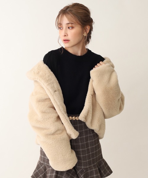 one after another NICE CLAUP（ワンアフターアナザーナイスクラップ）の「袖コンシャスバックリボンニット（ニット/セーター・レディース・ベージュ/ブラウン/オフホワイト/ブラック・FREE）」の16枚目の写真