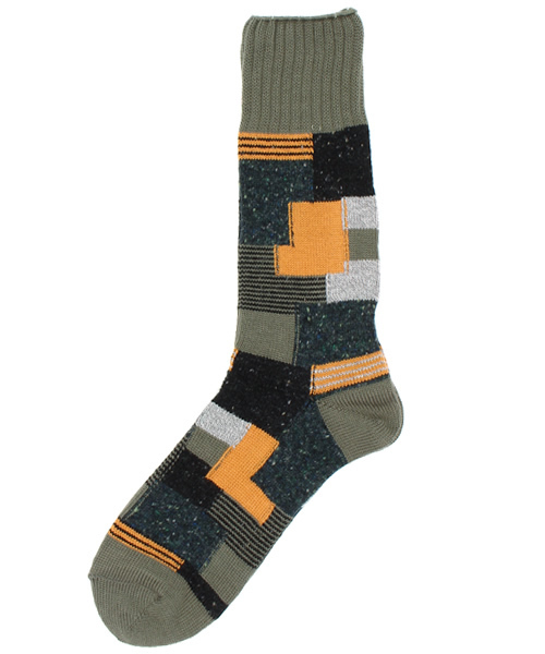 BEAMS(ビームス)の「BEAMS / パッチワーク ソックス(ソックス/靴下・メンズ・ナチュラル/ブラック/ブルー/ネイビー/オリーブ・ONE SIZE)」の3枚目の写真