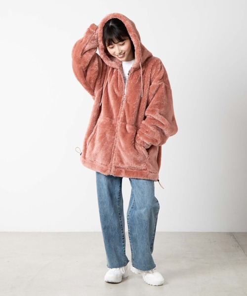 WEGO(ウィゴー)の「WEGO/シャギーボアフリースビッグシルエットジップパーカー(ブルゾン・メンズ・ブラック/オフホワイト/ピンク・SMALL/MEDIUM/LARGE)」の10枚目の写真