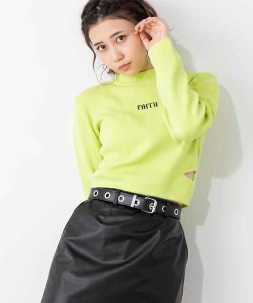 WEGO(ウィゴー)の「DISPARK/ウエストデザインピタニット(ニット/セーター・レディース・ライム/ブラック・FREE)」の1枚目の写真