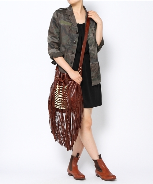goa   フリンジ  2way バッグ  キャメル色 goa（ゴア）の「ﾌﾘﾝｼﾞﾚｻﾞｰBAG（ショルダーバッグ）」 - WEAR