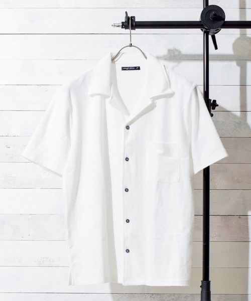 B.I.D.（ビーアイディー）の「ランダムパイルオープンシャツ（シャツ/ブラウス・レディース・ホワイト/ネイビー/杢グレー・LARGE/X-LARGE/MEDIUM）」の5枚目の写真