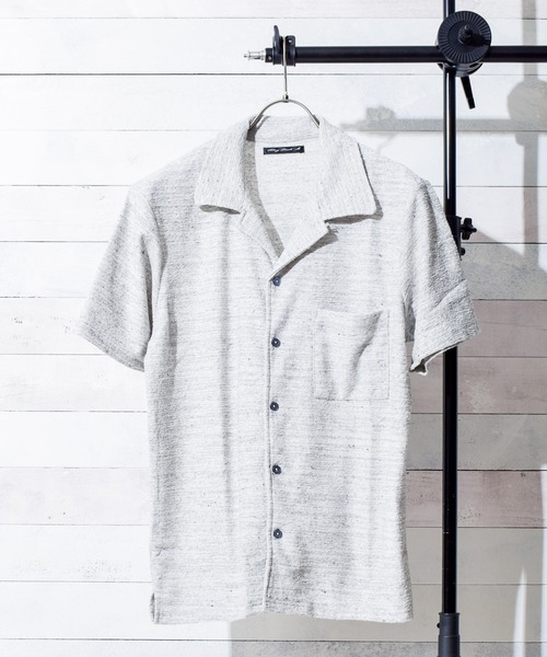 B.I.D.（ビーアイディー）の「ランダムパイルオープンシャツ（シャツ/ブラウス・レディース・ホワイト/ネイビー/杢グレー・LARGE/X-LARGE/MEDIUM）」の6枚目の写真