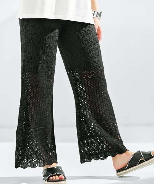 GeeRA(ジーラ)の「透かし編ニットワイドパンツ(その他パンツ・レディース・ブラウン/オフホワイト/ブラック・XX-LARGE/LARGE/MEDIUM/X-LARGE)」の2枚目の写真