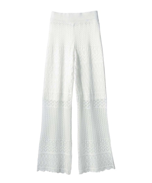 GeeRA(ジーラ)の「透かし編ニットワイドパンツ(その他パンツ・レディース・ブラウン/オフホワイト/ブラック・XX-LARGE/LARGE/MEDIUM/X-LARGE)」の4枚目の写真