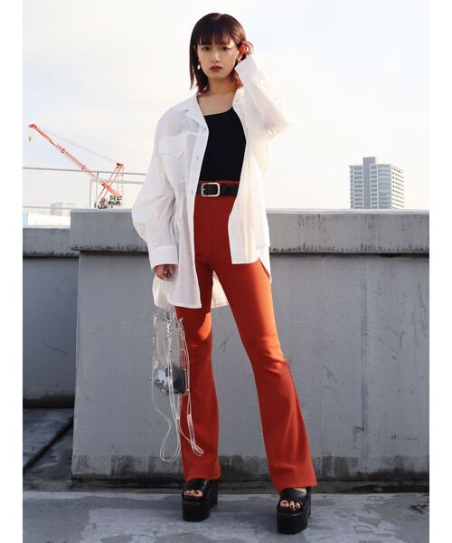 EMODA（エモダ）の「コルセットマークフィットフレアパンツ（その他パンツ・レディース・ブラック/ベージュ/オレンジ・SMALL/MEDIUM）」の6枚目の写真