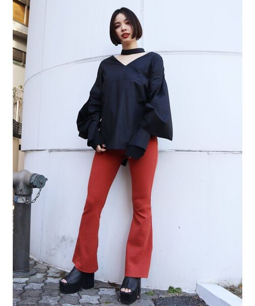 EMODA（エモダ）の「コルセットマークフィットフレアパンツ（その他パンツ・レディース・ブラック/ベージュ/オレンジ・SMALL/MEDIUM）」の19枚目の写真