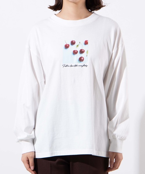 WEGO（ウィゴー）の「WEGO/チェリーボリュームスリーブロンT（Tシャツ/カットソー・レディース・ホワイト/ホワイト系その他・FREE）」の5枚目の写真